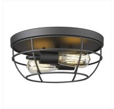 11.8 in. 2-Light Black Transitional Flush Mount Industrial Ceiling Light Fixture