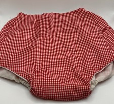 Vintage Red White Gingham Check Bloomers Diaper Cover Baby Toddler Size 18-24M