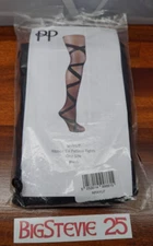 Pretty Polly Ribbon Tie  Pattern Tights Size OS  Colour Black  FREE P&P