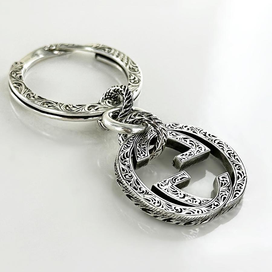 GUCCI Authentic Interlocking G Engraving Keyring Sterling GUCCI Authentic Interlocking G Engraving Keyring Sterling