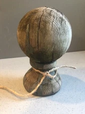 VTG Original Architectural Wood Newel Finial Post Top Round Ball Distressed 5"