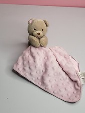 Carters Child Of Mine Tan Bear Rattle Pink Minky Dot Security Blanket Lovey