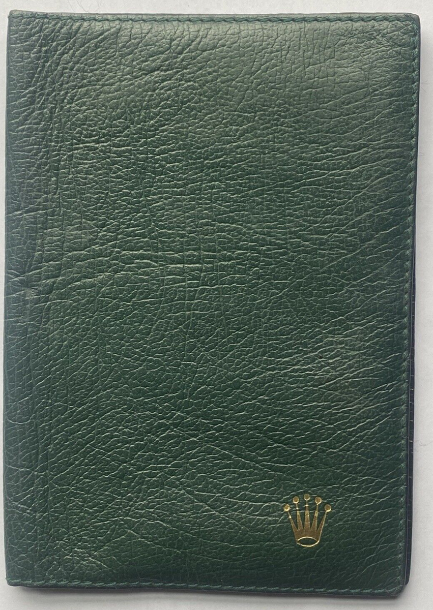 GENUINE RARE Rolex Green Leather Passport Wallet Switzerland code