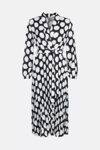 Coast Printed Front Dress Polka Dots Pleated Skirt black White size 18 BNWT - Picture 1 of 18