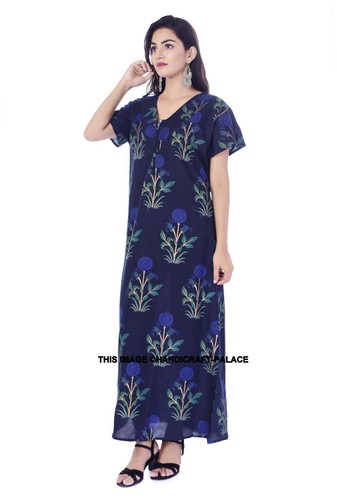 Ladies Women Nightwear Printed 100% Cotton Short Sleeve Long Nightdress Maxi - Picture 22 of 31