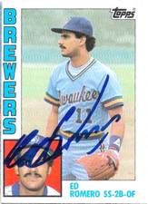 Signed Ed Romero 1984 Topps Baseball Card #146 Autographed Boston Red Sox