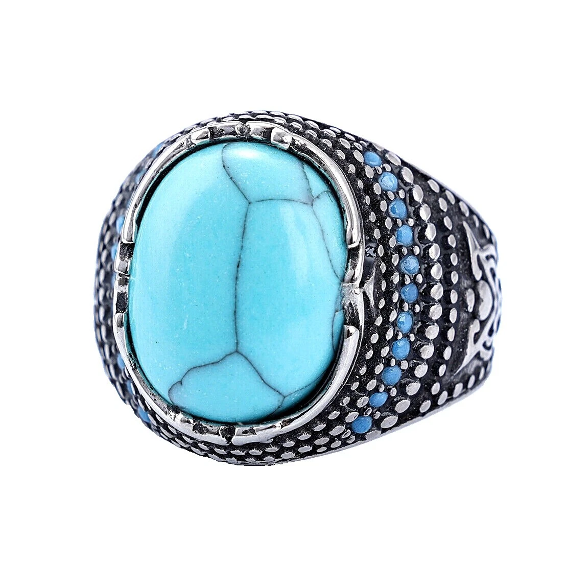 Anillo de Acero Inoxidable Anillos Turquesa 10 para Hombre