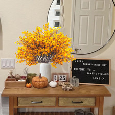 10Pcs Artificial Babys Breath Flowers, Orange Fall Flowers, Fake Silk Flowers...