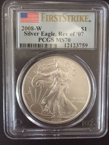 2008-W-Silver-Eagle-PCGS-First-Strike-MS70-SP70-Reverse-of-2007-Burnished-Rev