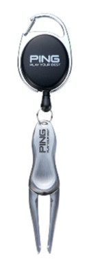 PING Japan Golf Green Fork with Reel Repair Divot Tool AC-U2311 Silver