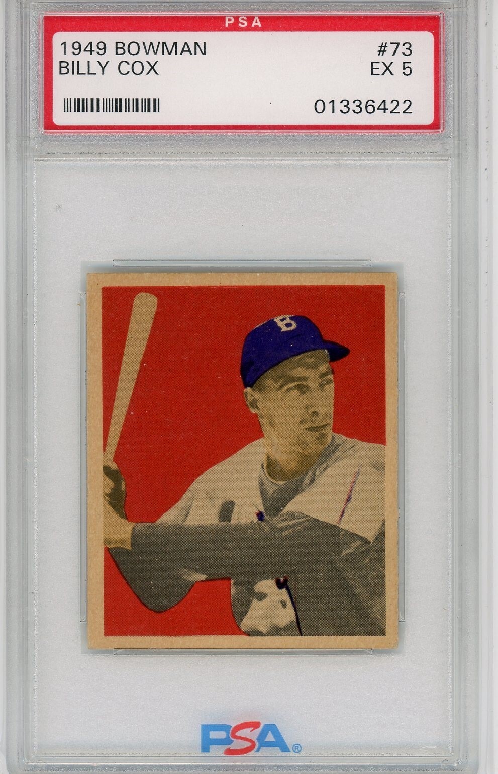 1949 Bowman #73 Billy Cox Brooklyn Dodgers RC PSA 5