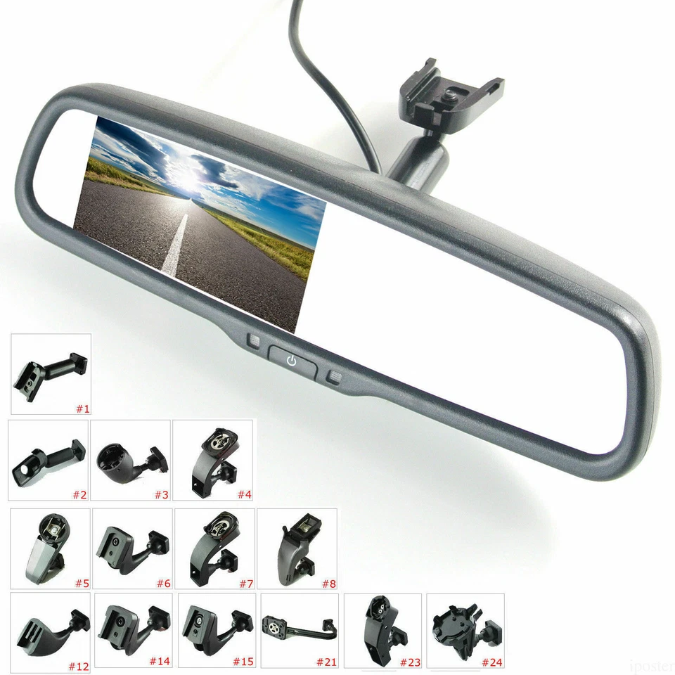 4.3" LCD Car Rear View Mirror Monitor OEM No1 Bracket For Toyota Honda Ford Jeep - Image 4 of 4