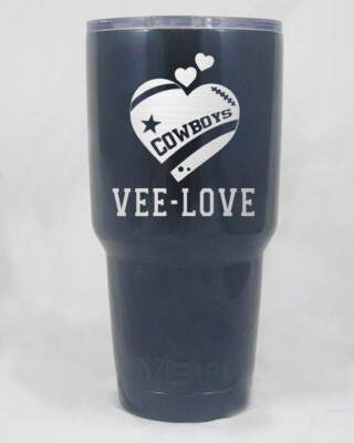 30 oz Dallas Cowboys Heart Yeti powder coated engraved &hellip;