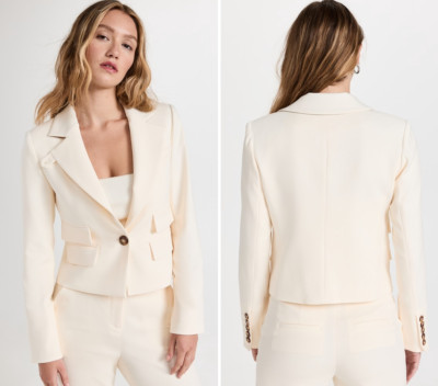 NWT $648 Veronica Beard Boon Jacket in Ecru White