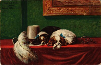 CPA AK Two Little Dogs on the Table DOGS (1388080)