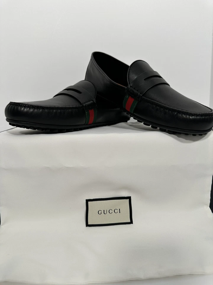 Mocassins Gucci Couro Nappa Borracha Superior Dentro EUA Tamanho 9.5 - Imagem 2 de 4