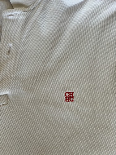 Original CAROLINA HERRERA Polo Shirt Größe L WEISS mit rotem Logo / Applikation - Bild 2 von 3