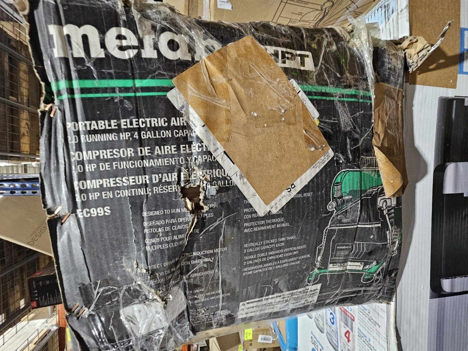 Metabo HPT Air Compressor, 4 Gallon, Electric, Twin Stack, Portable EC99S
