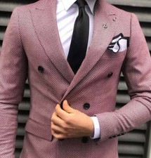 DESIGNER ZWEIREIHER HERRENANZUG DOPPELREIHER MODERN KARIERT TAILLIERT SLIM FIT