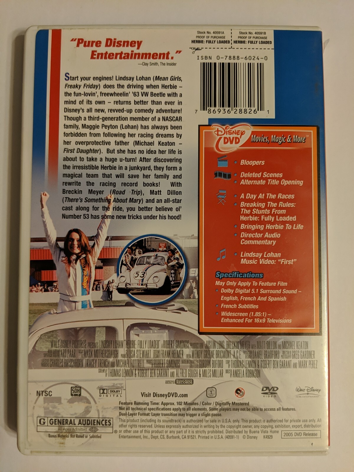 Herbie Fully Loaded DVD VERY GOOD 786936288261 eBay