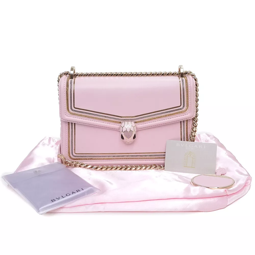 BVLGARI Serpenti Diamond Blast Chain Shoulder Bag 289394 Rose Pink