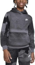 Nike Big Kids Boys' Sportswear Club Fleece Pullover Hoodie Black/Iron Grey XS