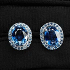 Sumptuous Royal Blue Sapphire Oval 5.80Ct 925 Sterling Silver Handmade Earrings