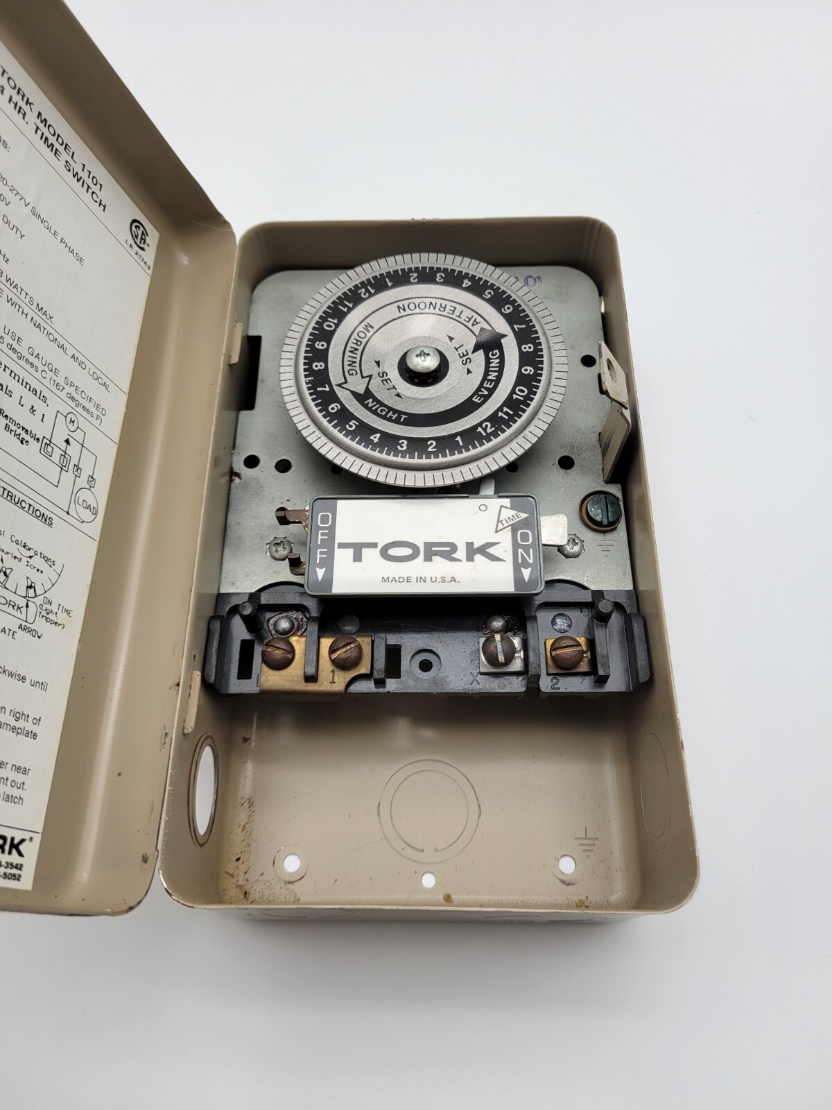 Tork 1101 Timer Control Switch Analog Mechanical 40 Amp 120 Volt 24 HR