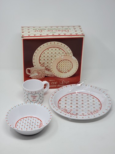 VINTAGE ENESCO 1986 'Babies Are Love' THREE PIECE MELAMINE CHILD'S DINNER SET - Picture 6 of 8