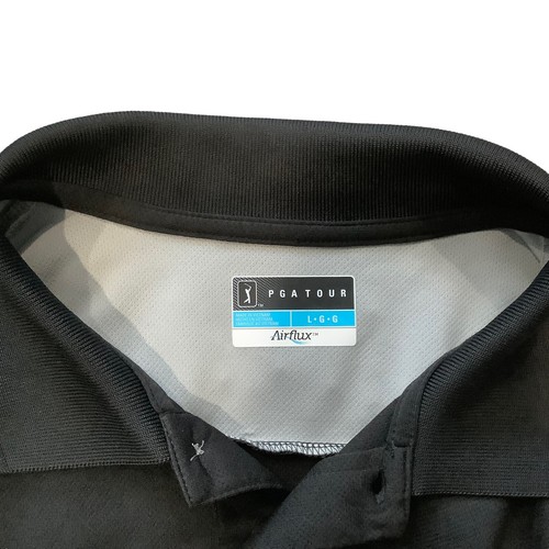 Polo de golf PGA Tour Airflux manga corta para hombre grande negra gris transpirable - Imagen 4 de 4
