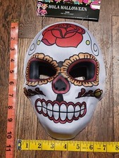 Day Of The Dead Adult Rose Floral Painted Sugar Skull Mask Dia de los Muertos