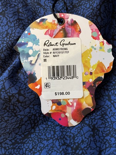 ROBERT GRAHAM ARMSTRONG Navy MEN'S NEW CLASSIC FIT Cotton + CASUAL SHIRT SIZE M - Picture 10 of 13