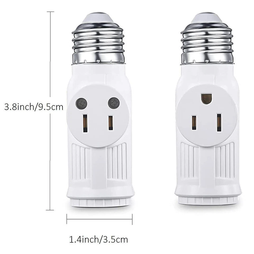 Light Socket To Plug Adapter E26/E27 2/3 Prong Light Bulb Outlet Socket Convert - Image 4 of 4