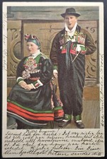 1904 Norway - Couple in Traditional Norwegian Bunad Folk Costume