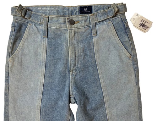 NWT 24 27"X27" AG Adriano Goldschmied Blue Jeans Hi-Rise Paneled Two Tone Crop - Picture 3 of 9