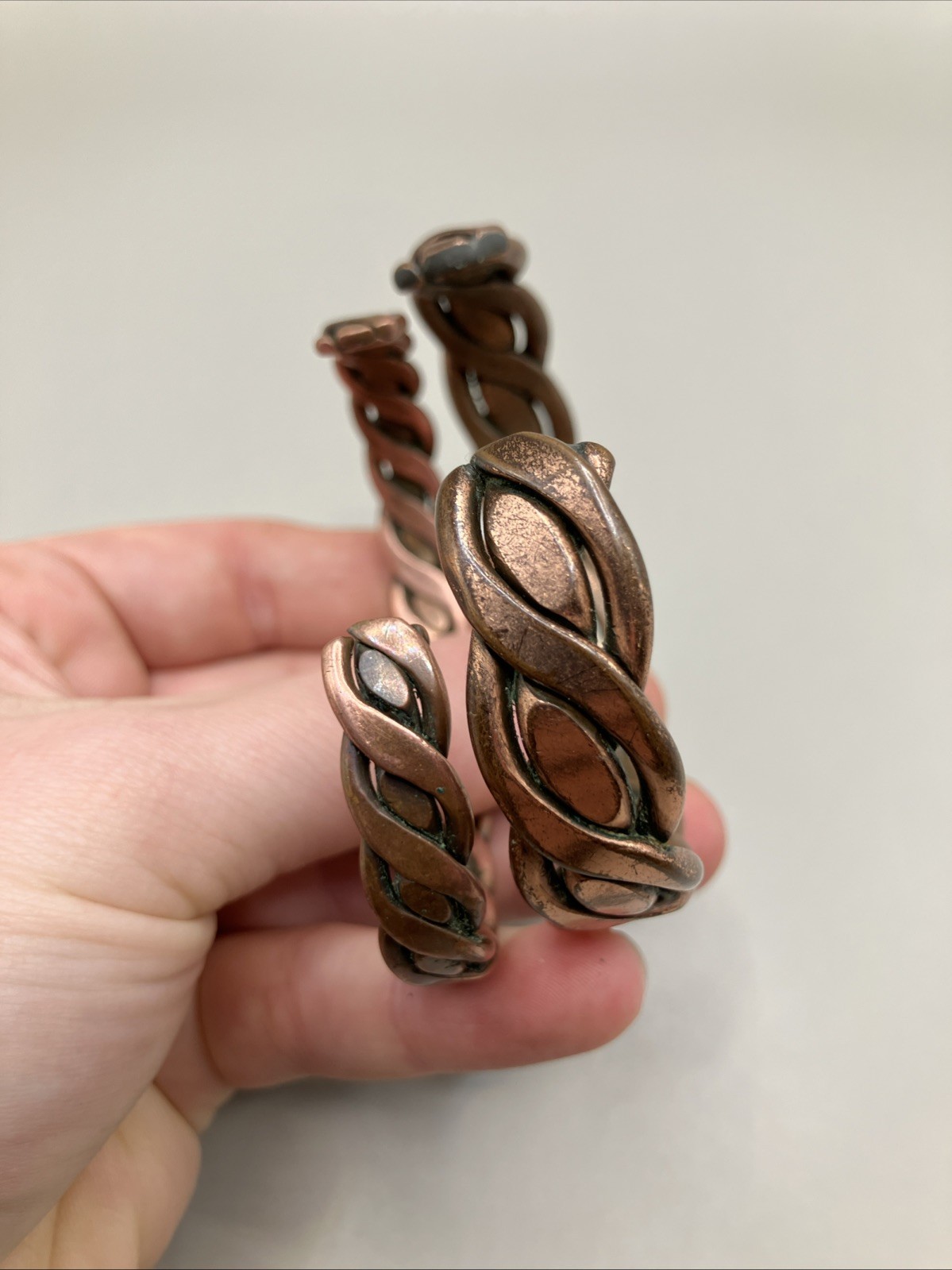 Vintage Solid Cooper Twisted Wire Bangle Bracelet… - image 5