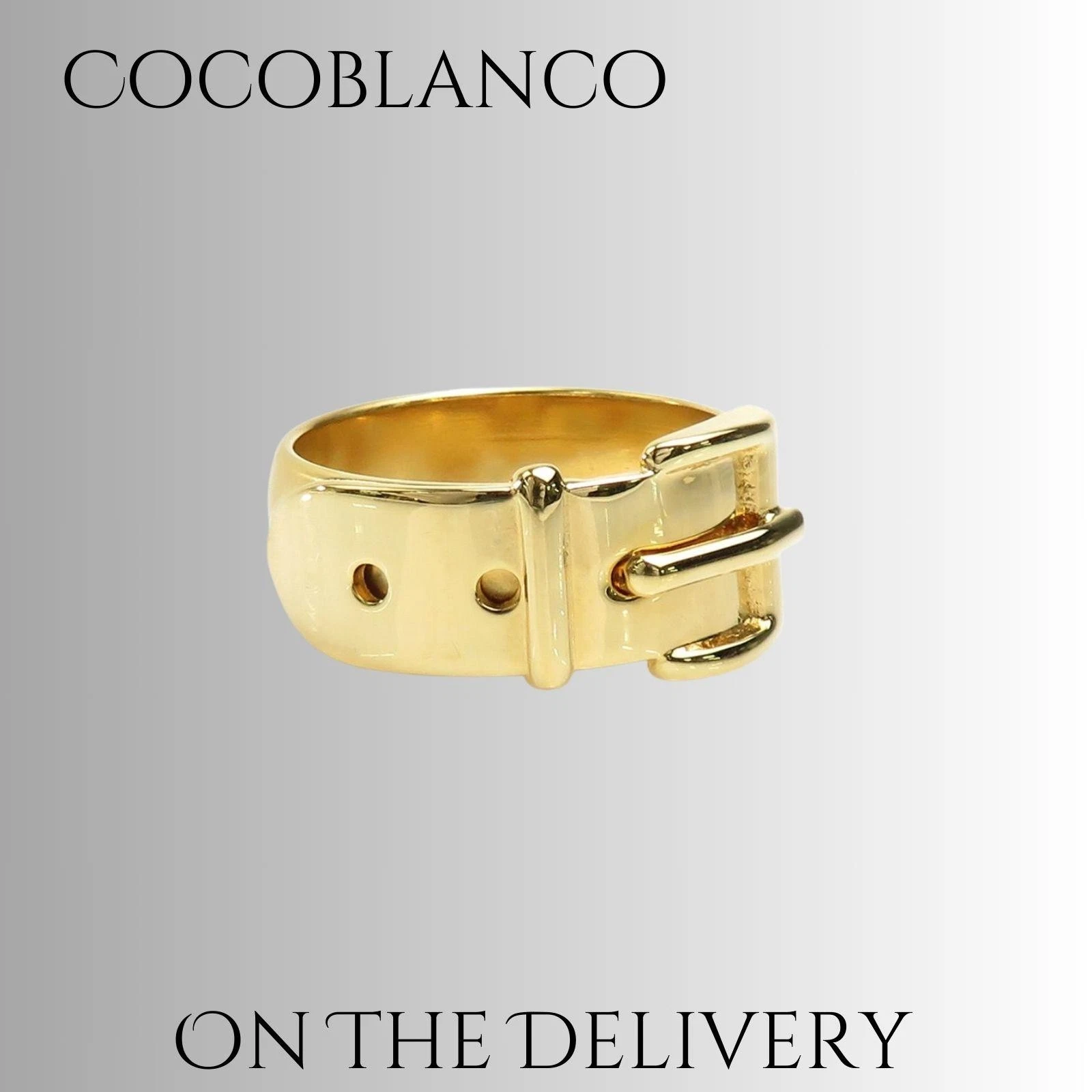 Bague écharpe GUCCI métal doré Italie motif ceinture logo accessoire vintage cadeau