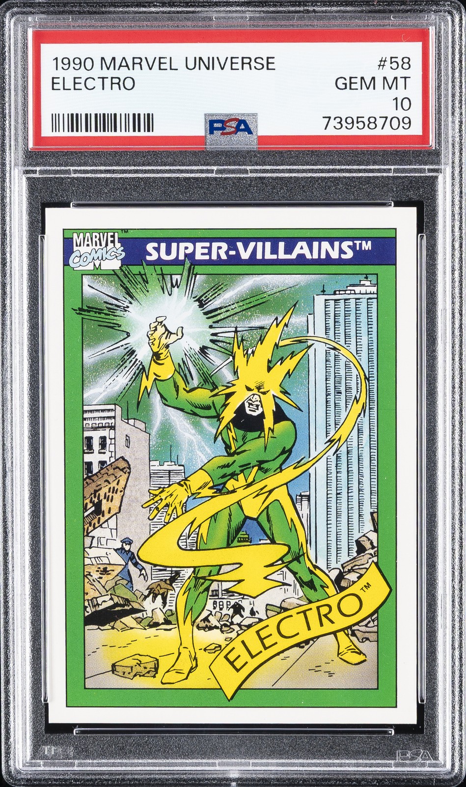 1990 MARVEL UNIVERSE #58 ELECTRO PSA 10 view 1