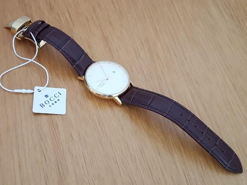 Mens BOCCI Minimalist Classic Nordic Automatic Gents Gold Date Dress Watch .005 - Picture 6 of 12