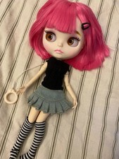 NEO Blythe Doll Pink Hair Short Matte Face White Skin Jointed Body 12" OOAK Toy