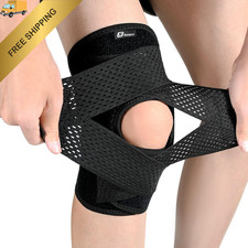 Knee Brace with Side Stabilizers for Meniscus Tear, Adjustable Medium, Black