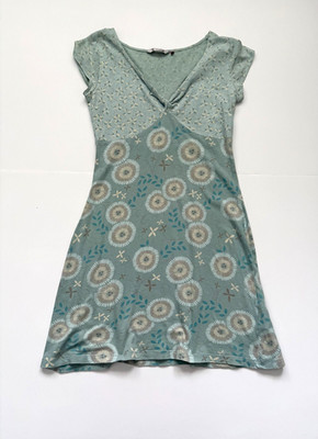 White Stuff Floral Tunic Dress UK 8 Sage Green Cotton Linen Summer Boho