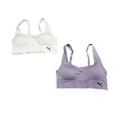 Puma Set of 2 Seamless Wirefree Trendy Active Sports Bra Medium Sz White Purple