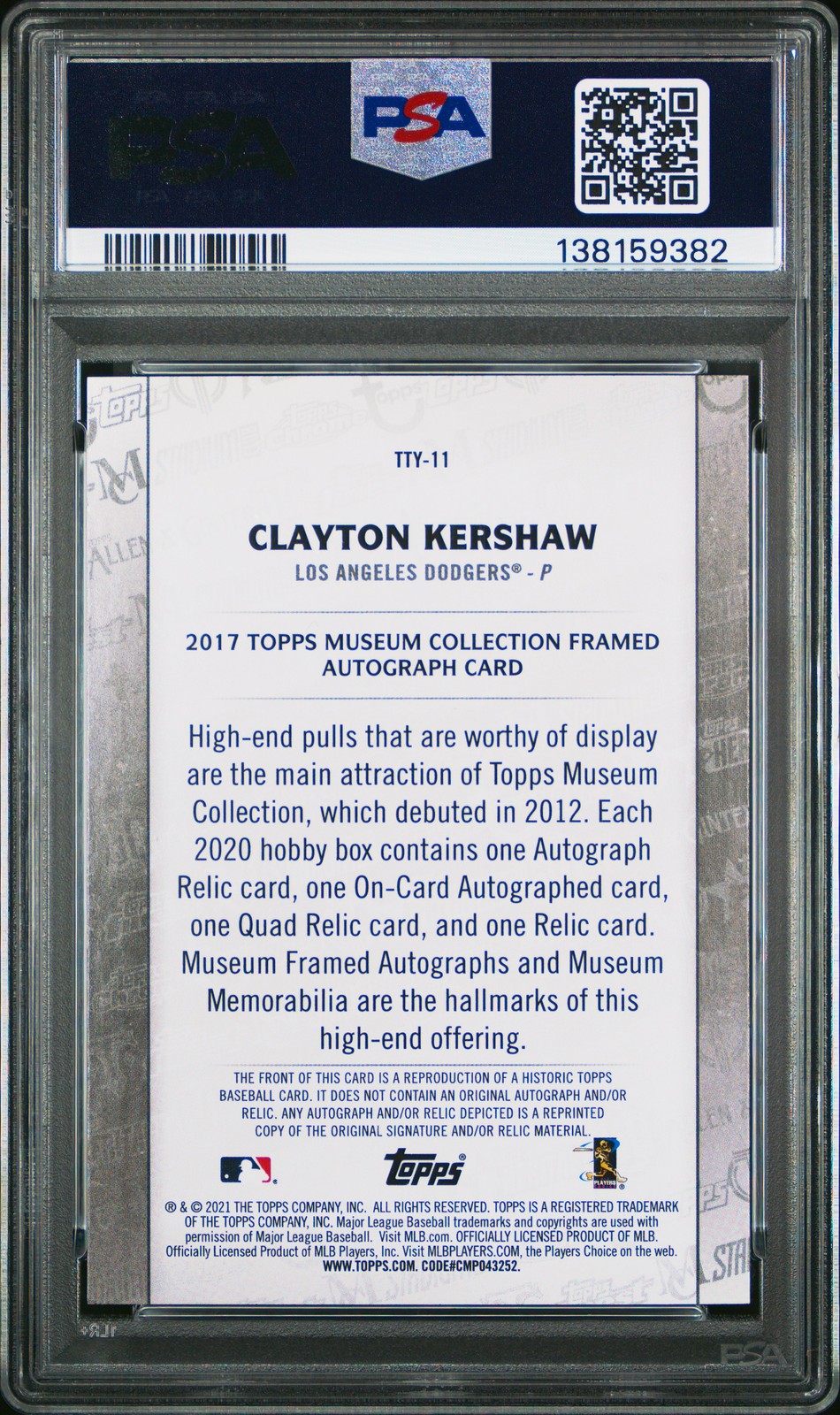 2021 TOPPS THROUGH THE YEARS #11 CLAYTON KERSHAW PSA 7 view 2