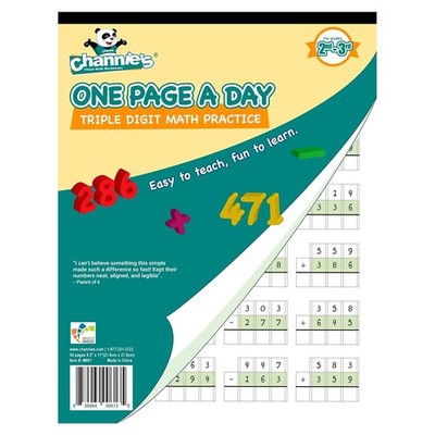 Channie's One Page A Day Math Workbook, Triple Digit Math Practice Worksheets...