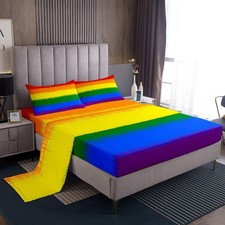 Rainbow Bedding Sheets Colorful Rainbow Bed Sheets for Kids Boys Girls Multic...