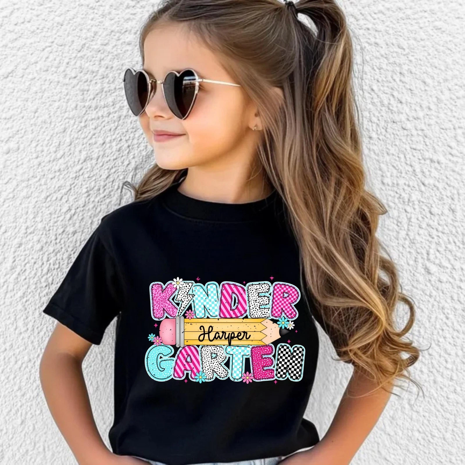 Personalized Back to School Shirt for Girls, Custom Name Gift Tee Kids