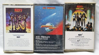 lot of 3 kiss & ace frehley cassette tapes destroyer love gun frehley's comet