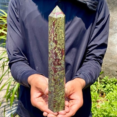1.95LB Large Natural Dragon Blood Column Obelisk Crystal Column Wand Point Heali