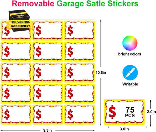 300 PCS Removable Garage Sale Price Stickers, 3"X2" Price Stickers for Yard Sale - Picture 2 of 4